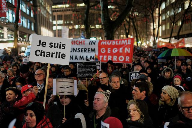 Protests in support of Charlie Hebdo in Germany. Photo by Flicker user konradlembcke. 