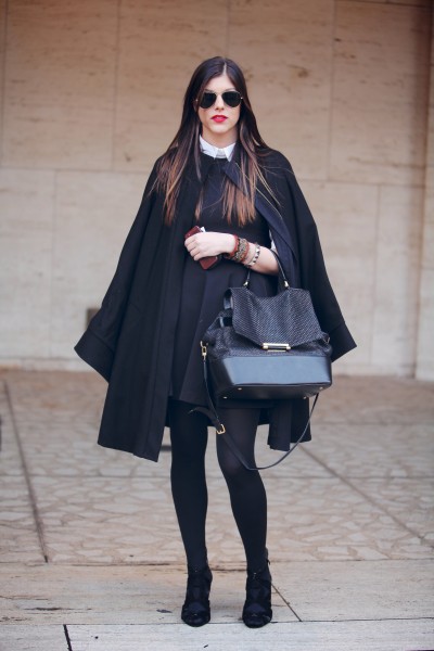 Sometimes all black is the way to go. I, personally try to avoid the look, but the white collar and cape adds a touch of dark professionalism that I like. 