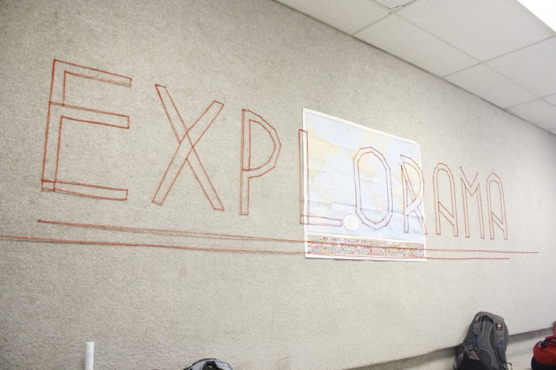 This design of the theme was set up in the hallway leading to the exhibit.