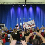 Even before Trump walked out on stage, supporters in the crowd continuously clapped and chanted slogans. Photo by Olivia Evans.