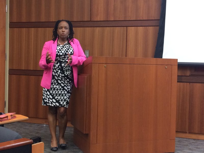 State representative Attica Scott leads an open discussion with the audience.